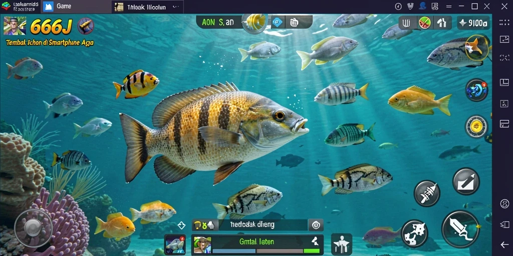 Screenshot menunjukkan gameplay seru Tembak Ikan di 666J.