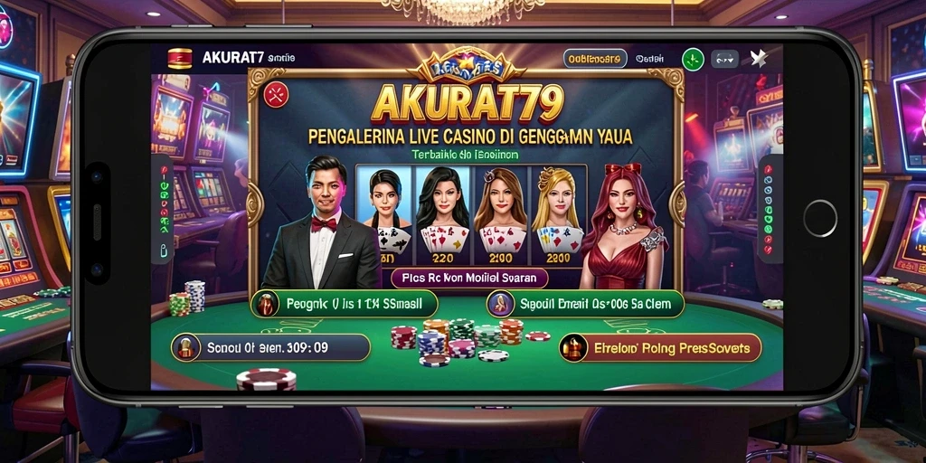 Skrinsot gameplay AKURAT79 yang menampilkan dealer langsung dalam permainan judi.
