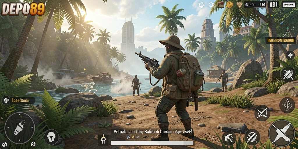 Tangkapan layar gameplay DEPO89 yang menampilkan petualangan seru di dunia terbuka.