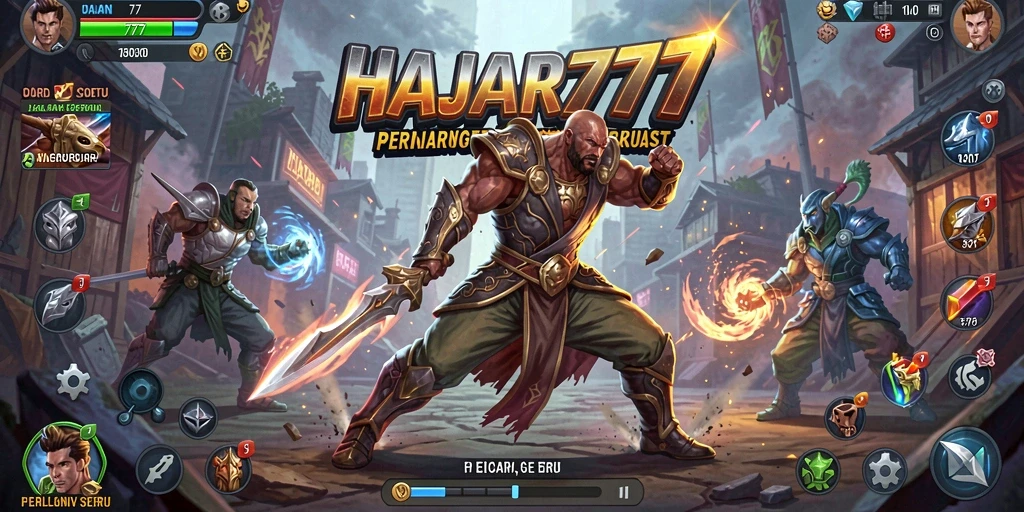 Tangkapan layar utama <strong>HAJAR777</strong> menampilkan pertarungan yang seru dan grafis menakjubkan.
