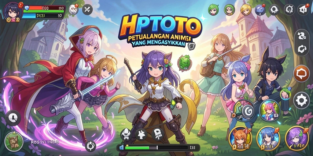Tampilan gameplay HPTOTO yang penuh aksi dan karakter Anime.