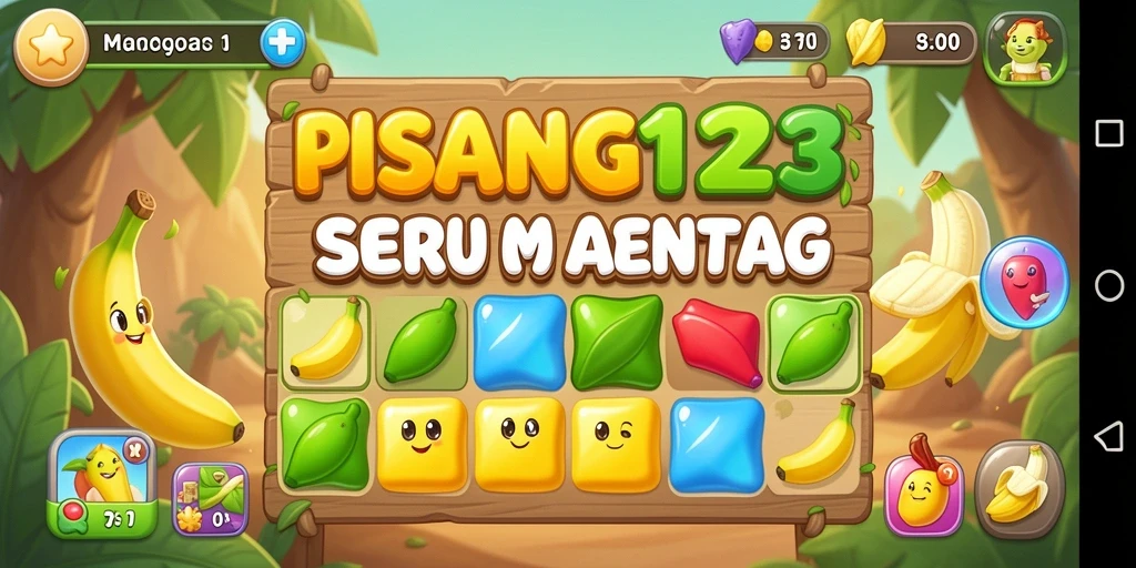 Screenshot PISANG123 menampilkan gameplay seru Match-3 yang penuh warna.