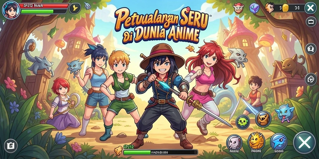 Screenshot utama SP212 menampilkan karakter anime dan aksi seru dalam gameplay.