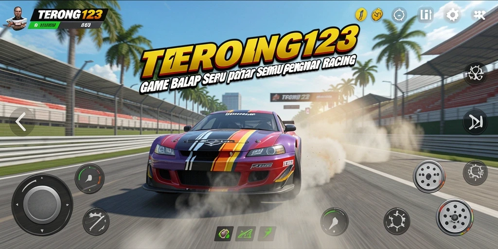 Screenshot menunjukkan aksi balapan seru dalam game TERONG123.