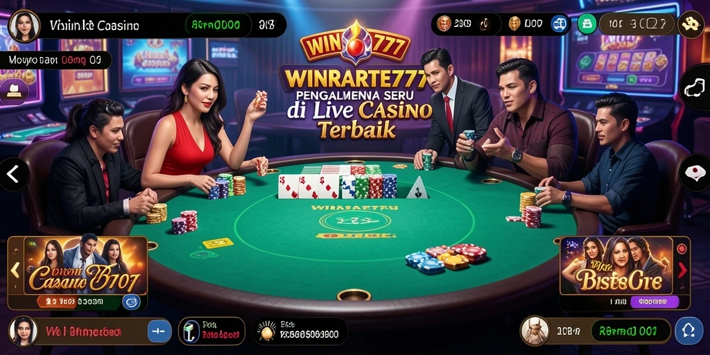 Screenshot <strong>WINRATE777</strong> menunjukkan permainan Live Casino yang seru dan interaktif.