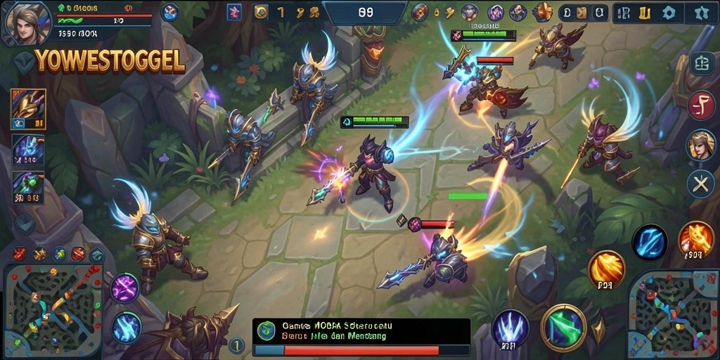 Tangkapan layar gameplay seru YOWESTOGEL di arena MOBA.