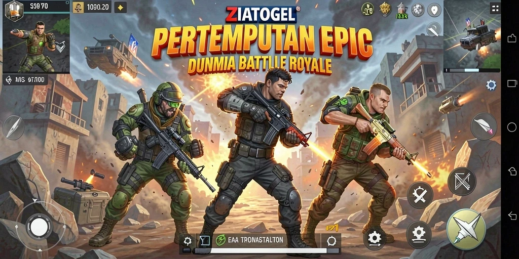 Gameplay intens di ZIATOGEL dengan aksi Battle Royale seru.